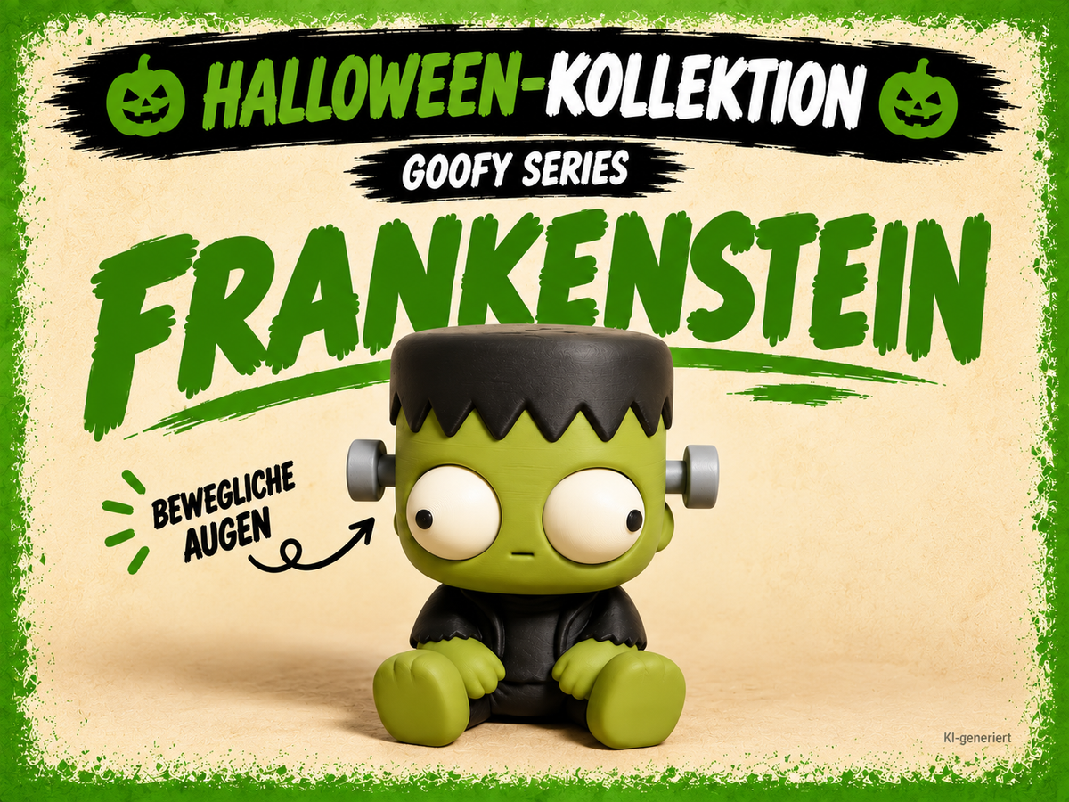 Goofy Series Frankenstein mit beweglichen Augen – deutsche Produktgrafik, KI-generiert